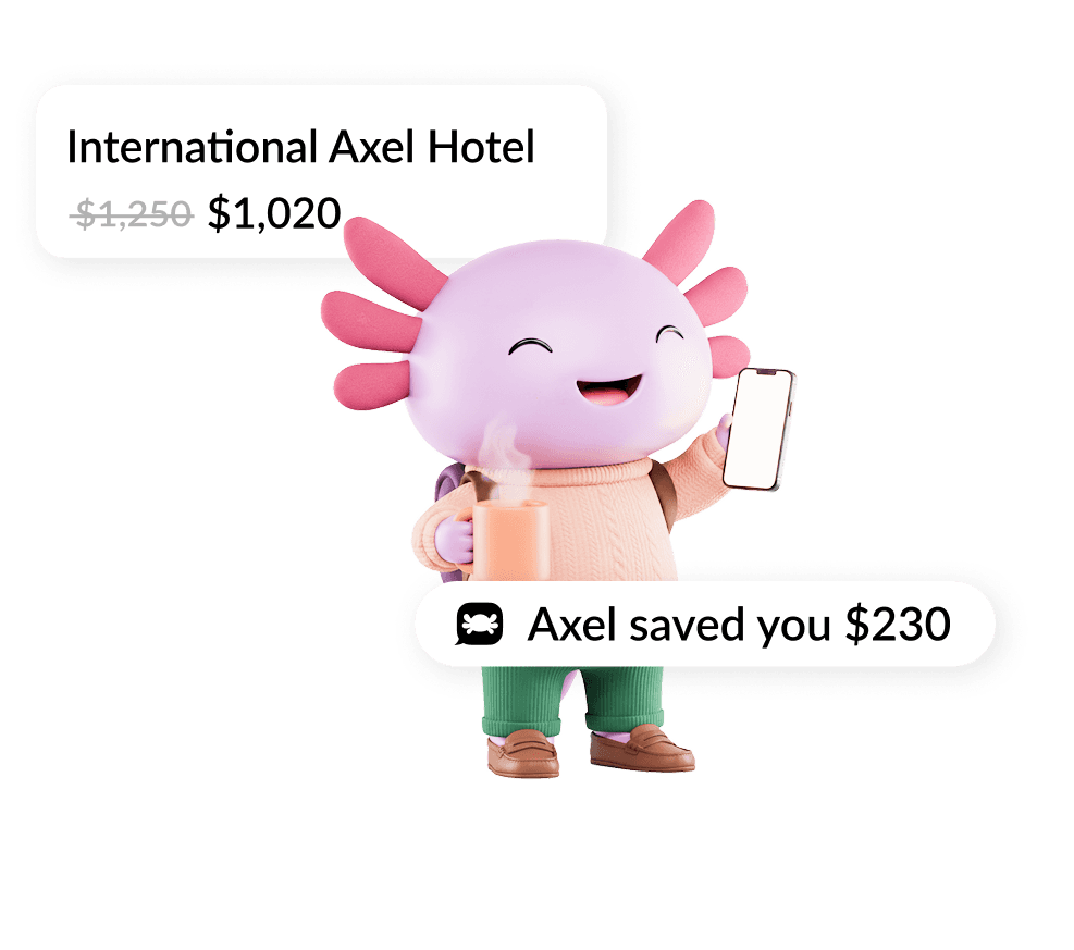 Axel holding coffee and phone