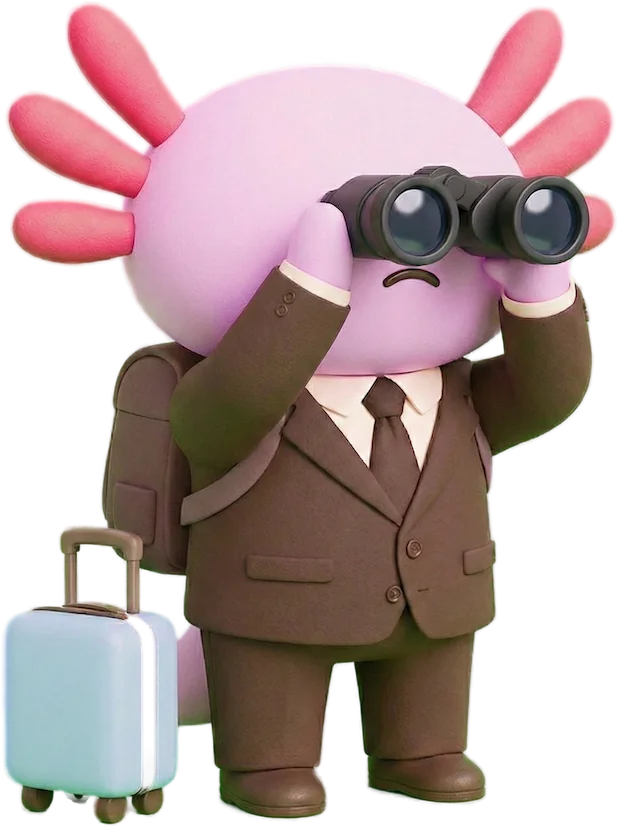 Axel with binoculars dressed in a suit